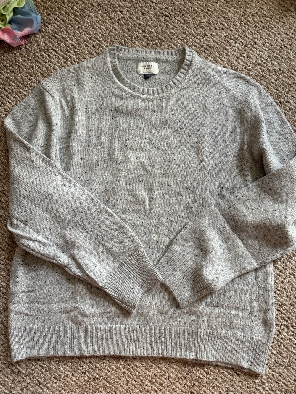 American Eagle Outfitters Light Heather Gray Flecked Crewneck Sweater - Men's